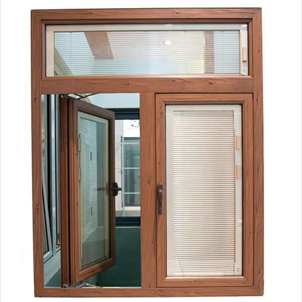 Thermal break blind inside double glass aluminum window french casement windows on China WDMA