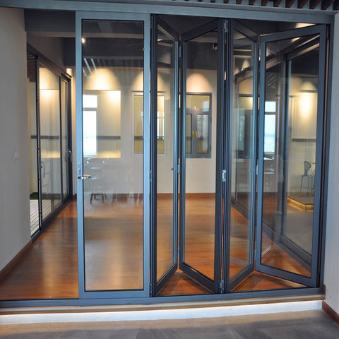 Top quality exterior main entrance aluminum bi folding glass door system on China WDMA