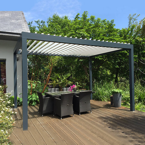 Best Profile Modern Garden Gazebo Motorized Metal Framed 4X3 Outdoor Louvered Kits Roof System Bioclimatic Aluminum Pergola