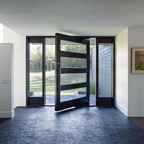 US villa main entry wooden door and aluminum glass door modern design entry doors on China WDMA