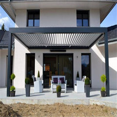 Waterproof Motorized Electric Outdoor Aluminum Alloy Electric Pergola Adjustable Roof Garden Aluminum Outdoor Pergola