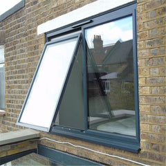 Outdoor Motorized Window Shade Awning Led Light Black Color Well Insulated Awning Window Bathroom   French Window Awning