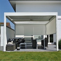 New Outdoor Motorized Retractable Skylight System Waterproof Aluminum Louver Aluminum Pergola