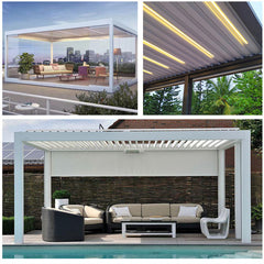 Fast Sale Modern Custom Bioclimatic Metal Black Grey Frame Aluminum Roof Aluminum Pergola