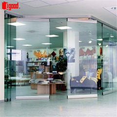 Unframed sliding glass doors movable glass partition door for office shop store on China WDMA