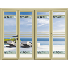 Wooden color powder coated toughened glass bi fold glass doors on China WDMA