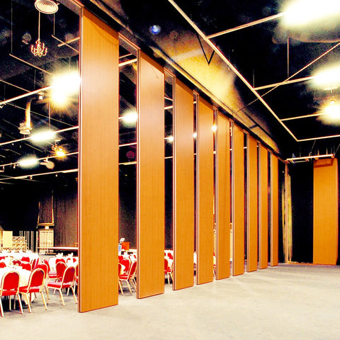 Wooden soundproof sliding folding door partition wall for church Masjid mosque temple on China WDMA