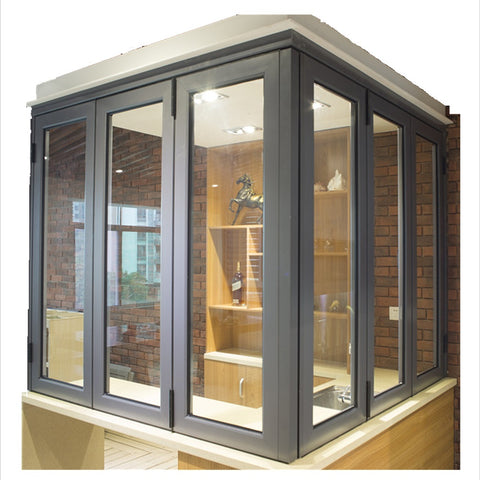 full-view kitchen sliding aluminum folding glass windows bi fold window on China WDMA