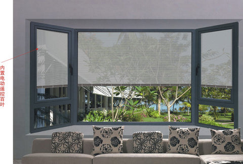 new design powder coated grey wood color aluminum window frame windows with built on China WDMA