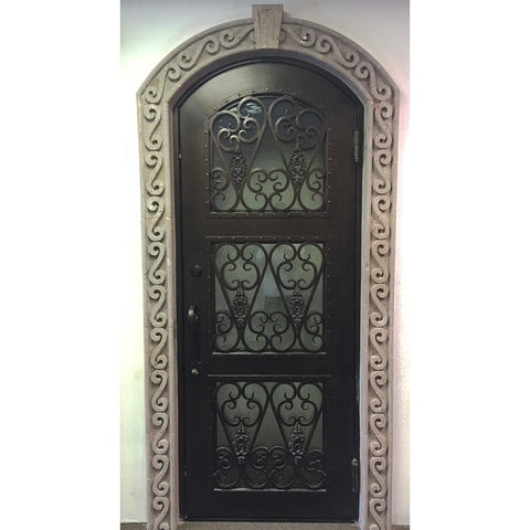 online wholesale full arched exterior screen american single rod iron front entry doors project small on China WDMA