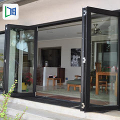 soundproof interior ffolding glass bifold french bi fold doors aluminum aluminium alloy folding door for restaurant on China WDMA