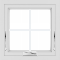 WDMA 24x24 (23.5 x 23.5 inch) black uPVC/Vinyl Crank out Awning Window with Colonial Grilles Interior