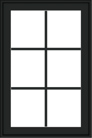 WDMA 24x36 (23.5 x 35.6 inch) black uPVC/Vinyl Push out Casement Window with Colonial Grilles Exterior