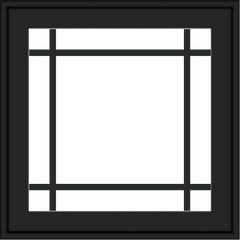 WDMA 24x24 (23.5 x 23.5 inch) black uPVC/Vinyl Crank out Awning Window with Prairie Grilles Exterior