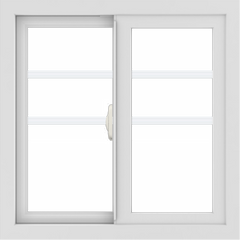 WDMA 24x24 (23.5 x 23.5 inch) White uPVC/Vinyl Slide Window with Top Colonial Grids