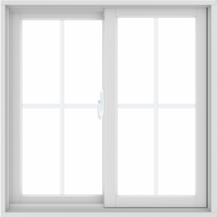 WDMA 36X36 (35.5 x 35.5 inch) White uPVC/Vinyl Sliding Window with Colonial Grilles