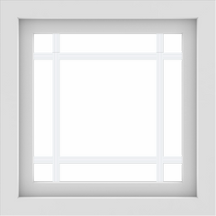 WDMA 24x24 (23.5 x 23.5 inch) black uPVC/Vinyl Slide Window with Prairie Grilles Interior