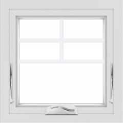 WDMA 24x24 (23.5 x 23.5 inch) black uPVC/Vinyl Crank out Awning Window with Top Colonial Grids Interior