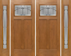 WDMA 100x80 Door (8ft4in by 6ft8in) Exterior Fir Craftsman Top Lite Double Entry Door Sidelights TP Glass 1