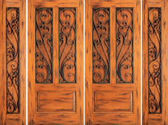 WDMA 100x80 Door (8ft4in by 6ft8in) Exterior Knotty Alder Front Double Door with Two Sidelights 3-Panel 1