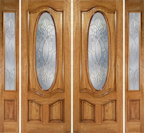 WDMA 100x96 Door (8ft4in by 8ft) Exterior Mahogany La Jolla Double Door/2side w/ CO Glass - 8ft Tall 1