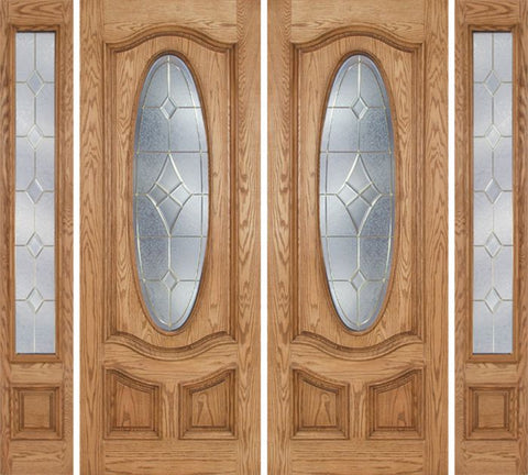 WDMA 100x96 Door (8ft4in by 8ft) Exterior Oak Dally Double Door/2side w/ A Glass - 8ft Tall 1