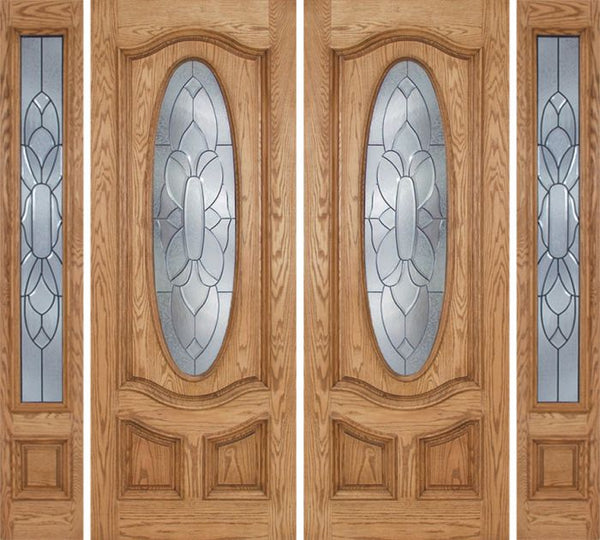 WDMA 100x96 Door (8ft4in by 8ft) Exterior Oak Dally Double Door/2side w/ BO Glass - 8ft Tall 1