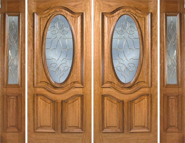 WDMA 108x80 Door (9ft by 6ft8in) Exterior Mahogany La Jolla Double Door/2side w/ BO Glass - 6ft8in Tall 1