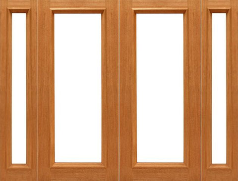 WDMA 108x80 Door (9ft by 6ft8in) French Mahogany 1-lite-R/M Brazilian IG Glass Double Door Side lights 1