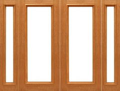 WDMA 108x80 Door (9ft by 6ft8in) French Mahogany 1-lite-R/M Brazilian IG Glass Double Door Side lights 1