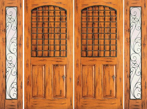 WDMA 108x80 Door (9ft by 6ft8in) Exterior Knotty Alder Double Door with Two Sidelights Entry 3-Panel 1