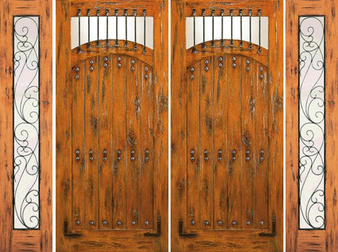 WDMA 108x80 Door (9ft by 6ft8in) Exterior Knotty Alder Double Door with Two Sidelights Entry Prehung  1