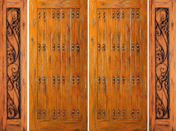 WDMA 108x80 Door (9ft by 6ft8in) Exterior Knotty Alder Entry Prehung Double Door with 2 Sidelights 1