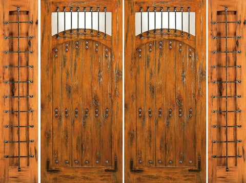 WDMA 108x80 Door (9ft by 6ft8in) Exterior Knotty Alder Entry Prehung Double Door with Two Sidelights 1