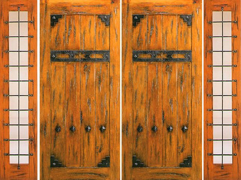 WDMA 108x80 Door (9ft by 6ft8in) Exterior Knotty Alder Prehung Double Door with Two Sidelights  1