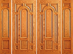 WDMA 108x84 Door (9ft by 7ft) Exterior Mahogany Prehung Entry Moulding 8 Panel Double Door Two Sidelights 1