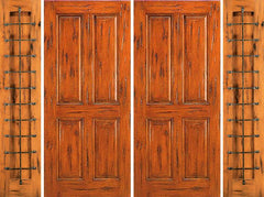 WDMA 108x96 Door (9ft by 8ft) Exterior Knotty Alder Entry Prehung Double Door with Two Sidelights 4-Panel 1