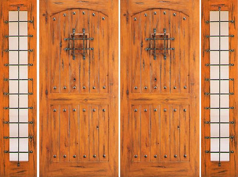 WDMA 108x96 Door (9ft by 8ft) Exterior Knotty Alder Double Door with Two Sidelights External Alder Speakeasy 1