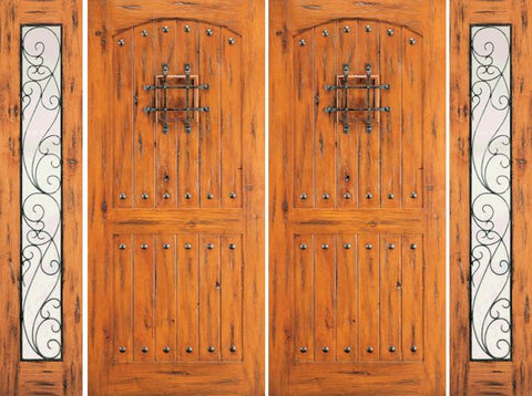 WDMA 108x96 Door (9ft by 8ft) Exterior Knotty Alder Double Door with Two Sidelights External Speakeasy 1
