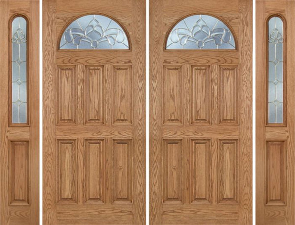 WDMA 112x80 Door (9ft4in by 6ft8in) Exterior Oak Merritt Double Door/2side w/ C Glass 1