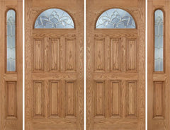 WDMA 112x80 Door (9ft4in by 6ft8in) Exterior Oak Merritt Double Door/2side w/ C Glass 1