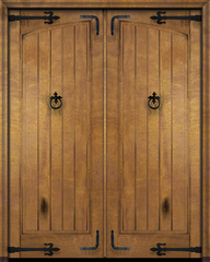 WDMA 120x80 Door (10ft by 6ft8in) Exterior Barn Mahogany Arch Panel Rustic V-Grooved Plank or Interior Double Door with Corner Straps / Straps 2