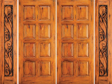 WDMA 120x80 Door (10ft by 6ft8in) Exterior Knotty Alder Entry Double Door with Two Sidelights 8-Panel 1