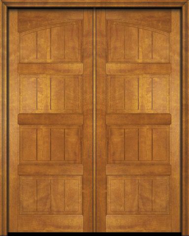 WDMA 120x80 Door (10ft by 6ft8in) Interior Swing Mahogany 4 Panel V-Grooved Plank Rustic-Old World Exterior or Double Door 1