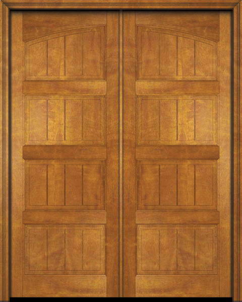WDMA 120x84 Door (10ft by 7ft) Interior Swing Mahogany 4 Panel V-Grooved Plank Rustic-Old World Exterior or Double Door 1
