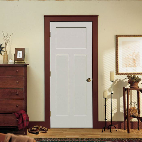 WDMA 18x80 Door (1ft6in by 6ft8in) Interior Swing Smooth 80in Craftsman III 3 Panel Shaker Hollow Core Single Door|1-3/8in Thick 1