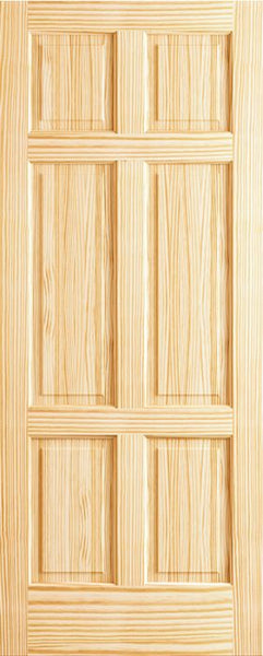 WDMA 18x96 Door (1ft6in by 8ft) Interior Barn Pine 96in 6 Panel Clear Single Door 1