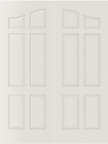 WDMA 20x80 Door (1ft8in by 6ft8in) Interior Swing Smooth 6090 MDF Pair 6 Panel Arch Panel Double Door 1