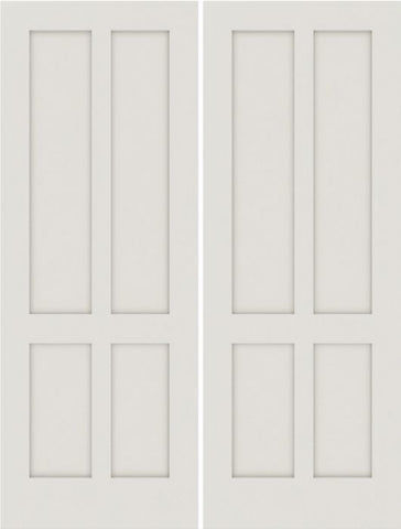 WDMA 20x80 Door (1ft8in by 6ft8in) Interior Swing Smooth 4010 MDF 4 Panel Shaker Double Door 1