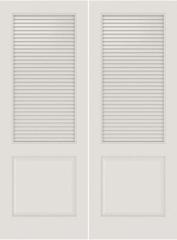 WDMA 20x80 Door (1ft8in by 6ft8in) Interior Barn Smooth SL-2010-LVR-PNL MDF 2 Panel Vented Louver Double Door 1